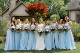bridesmaid dresses st albans Stacees A-line Flutter Sleeve Chiffon Slit Bow Back Bridesmaid Dress
